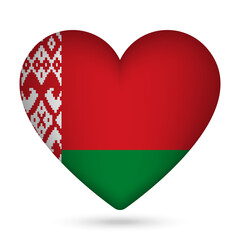 Belarus flag in heart shape. Vector illustration.