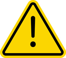 Warning triangle icon. Yellow caution warn in png. Warning sign with exclamation mark. Alert warn in triangle. Road sign alert. - obrazy, fototapety, plakaty