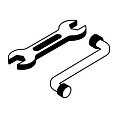 Tire Repair Tool Vector Icon isometric Design, Motor Vehicle Service and automobile repair shop Symbol, Lorry spare part Sign,  automotive technician equipment , Lug wrench with socket Concept