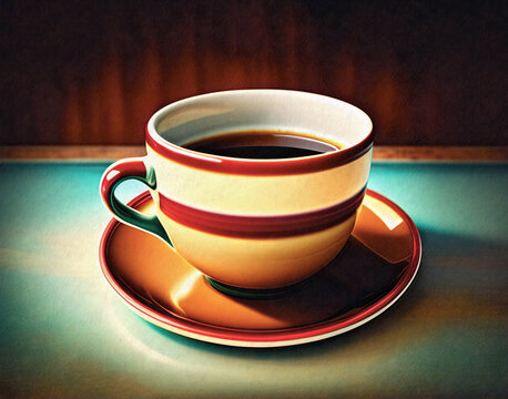ホットコーヒー（珈琲）・カフェメニュー／デジタルイラスト／Generative AI