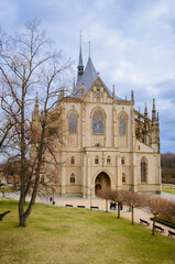 Christian Catholic Cathedral of St. Barbara in Kutna Hora in early spring
