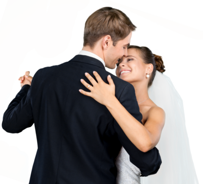 Happy just married young couple