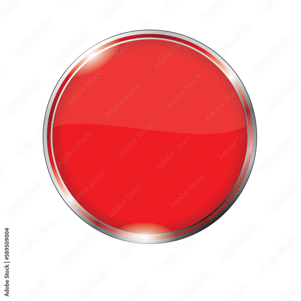 Poster red round button isolated on a white background