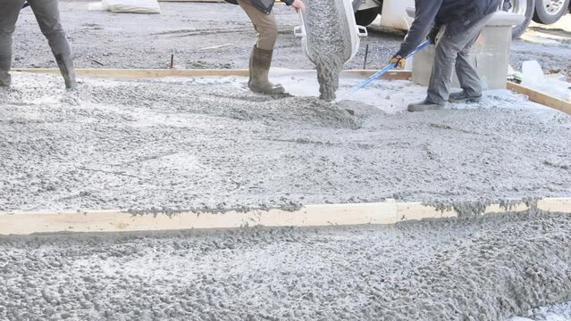 Cement truck was filled with required amount of concrete for pavement work.