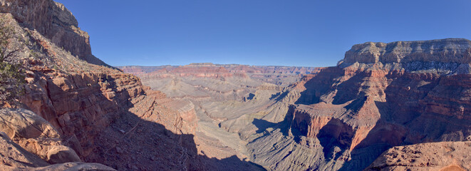 Hermit Canyon at Grand Canyon viewed from the east side of Yuma Point along the Boucher Trail with Pima Point on the upper right, Grand Canyon National Park, UNESCO World Heritage Site, Arizona