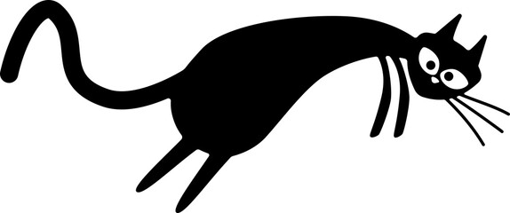 A silhouette of a cat in a very simplified children's style. © norsob