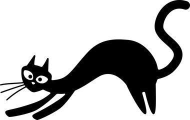 A silhouette of a cat in a very simplified children's style.