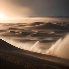 Fototapeta na wymiar hot sand desert on daytime, generative art by A.I.