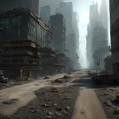 sand desert abandon city, generative art by A.I.