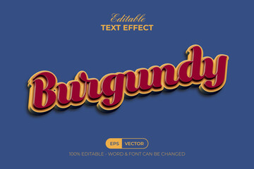 Burgundy text effect style. Editable text effect.