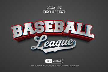 Baseball 3D Text Effect Sport Style. Editable Text Effect.
