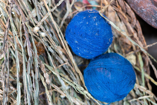 Balls of naturally dyed wool, Chinchero, Sacred Valley, Cusco, Peru