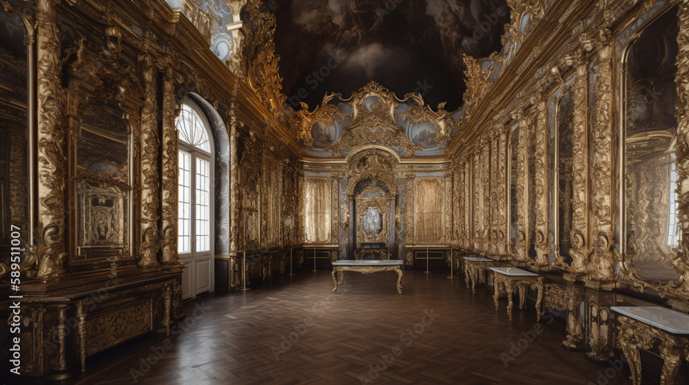 Sticker a baroque-style palace with opulent interiors and gi generative ai