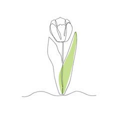 A flower drawn with a continuous line. Minimalist contour drawing.