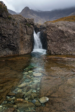 Waterfall at Fairy Pools, Isle of Skye, Inner Hebrides, Scotland