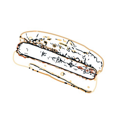 Hotdog color sketch with transparent background