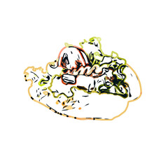 Hotdog color sketch with transparent background