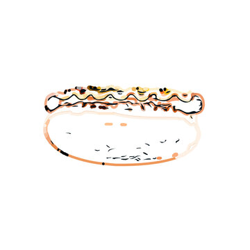 Hotdog color sketch with transparent background