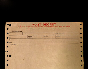 'Most Secret' Document Header At The Intelligence Factory At Bletchley Park
