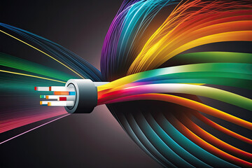 colorful fiber optic lines for high speed internet. Generative AI