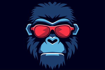 Cool gorilla wearing sunglasses with a DJ look