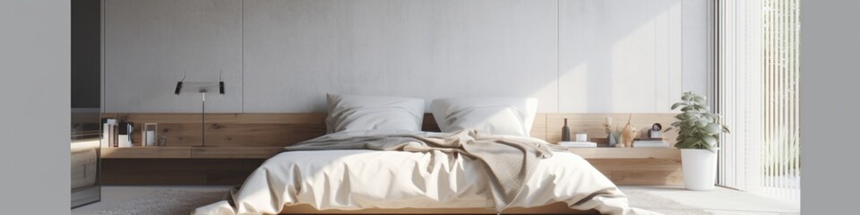 white soft clean and hygienic healthy pillow closeup bedroom interior daylight home interior, image ai generate