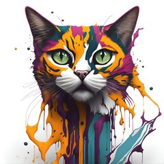Cat with paint splatter