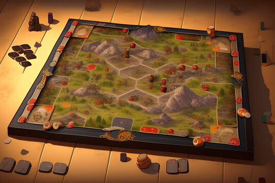 Illustration of a boardgame with western background - generative ai