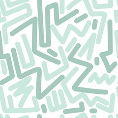 Squiggle shapes. Wavy and swirled brush strokes. Vector seamless pattern