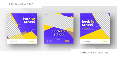 Naklejka premium Back to School admission promotion blue yellow background social media post or Instagram post or flyer Design