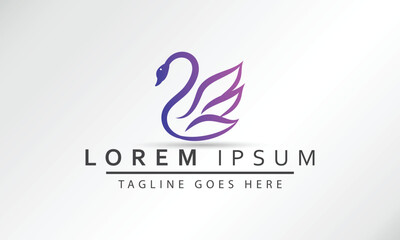 swan logo icon in trendy hipster vintage decoration classic style illustration