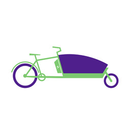 Electric cargo bike icon. Electro transport logo silhouete. Flat vector illustration