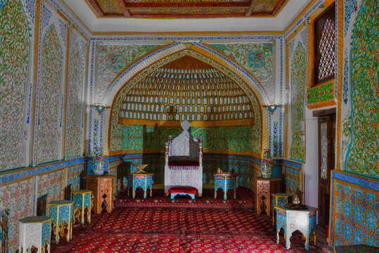 Kurinish Khana (throne room), Kunya Ark Citadel, Ichon Qala (Itchan Kala), UNESCO World Heritage Site, Khiva, Uzbekistan