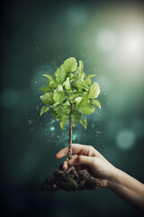 Fototapeta premium Greening for a Sustainable Future: Reducing CO2 Emissions through Renewable Energy for a Healthier Ecology and a Cooler Planet on Earth Day