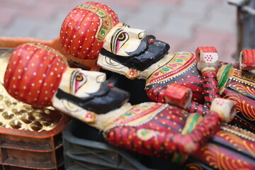 Rajasthani wooden dolls in a shop 