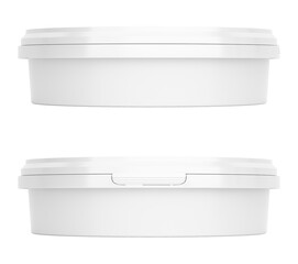 White 0,5l plastic paint can / bucket / container with no label, Mockup whitout background.	