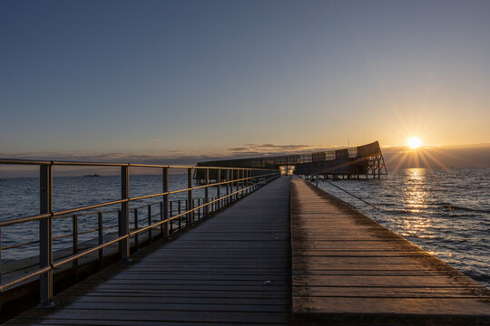 Copenhagen, Denmark The Kastrup Sea Bath in the Baltic Sea at sunrise.