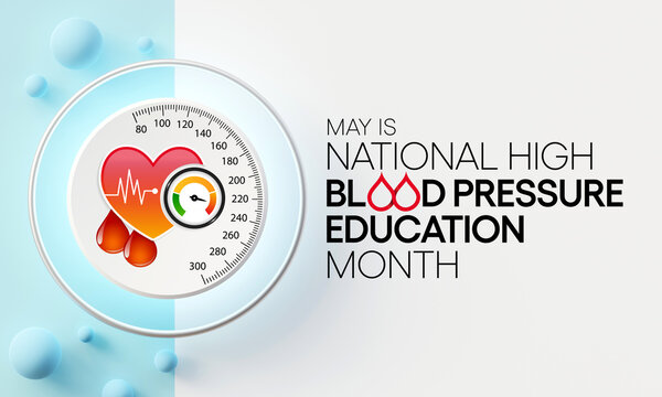 National High Blood pressure (HBP) education month is observed every year in May. it is also called hypertension. 3D Rendering