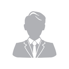 スーツを着た中年の男性シルエットイラスト　グレー