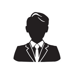 スーツを着た中年の男性シルエットイラスト　黒