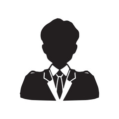 肩章のついた制服を着た男性シルエットイラスト　黒