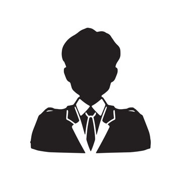 recommend clip art: 肩章のついた制服を着た男性シルエットイラスト　黒