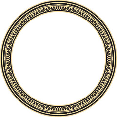 Vector round gold and black seamless classic byzantine ornament. Infinite circle, border, frame Ancient Greece, Eastern Roman Empire. Decoration of the Russian Orthodox Church..