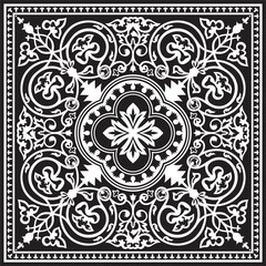 Vector monochrome square Byzantine ornament. Tiles of ancient Greece and the Eastern Roman Empire. Decoration of the Russian Orthodox Church..