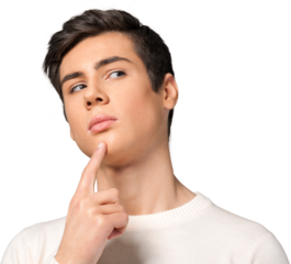 Teen boy thinking isolated on white