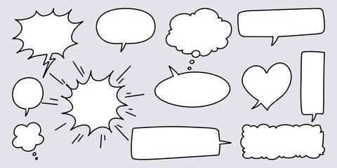 Obraz premium Doodle sketch style of speech bubbles hand drawn illustration. for concept design.