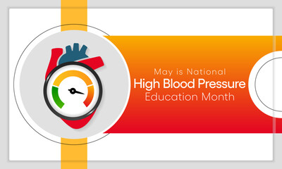 High Blood pressure (HBP) education month is observed every year in May. it is also called hypertension. vector illustration