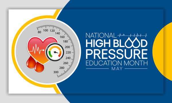 High Blood pressure (HBP) education month is observed every year in May. it is also called hypertension. vector illustration