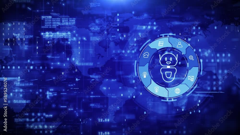 Fototapete AI chatbot is a computer program designed to simulate human conversation using Artificial Intelligence, Futuristic computer engineering programming, AI chatbot background concept