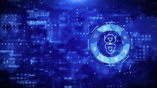 AI chatbot is a computer program designed to simulate human conversation using Artificial Intelligence, Futuristic computer engineering programming, AI chatbot background concept